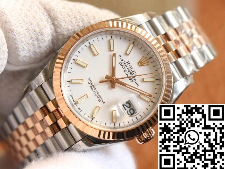 Datejust White M126231-0017 EW Rolex Dial Rose Factory Gold 0314